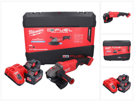 Meuleuse d'angle sur batterie Milwaukee M18 ONEFLAG230XPDB-122C 18 V 230 mm (4933478783) brushless + 2x batterie 12 Ah + chargeur + boîtier HD