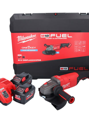 Meuleuse d'angle sur batterie Milwaukee M18 ONEFLAG230XPDB-122C 18 V 230 mm (4933478783) brushless + 2x batterie 12 Ah + chargeur + boîtier HD