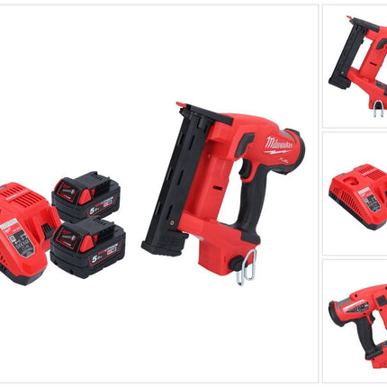 Milwaukee M18 FNCS18GS-502X agrafeuse sans fil 18 V 9,5 - 38 mm sans balai + 2x batterie 5,0 Ah + chargeur + boîte HD