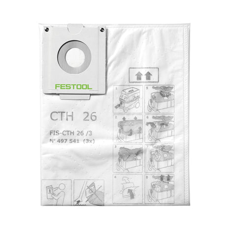 Festool FIS-CTH 48/3 Sac filtrant de sécurité 3 pces classe de poussiere H ( 497542 ) pour aspirateur CTH 48