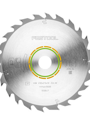 Festool HW 230x2,5x30 W24 Lame circulaire WOOD STANDARD ( 500647 ) 230 x 2,5 x 30 mm 24 dents pour tous les matériaux dérivés du bois, les panneaux de construction, les matières plastiques souples, coupe grossière