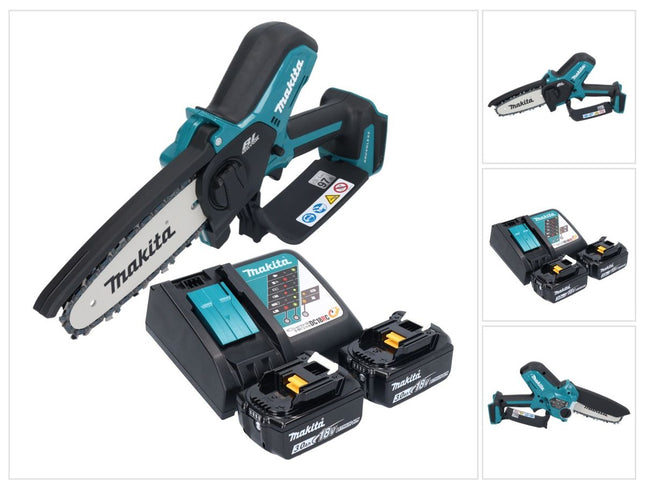 Makita DUC 150 RF201 Tronçonneuse sans fil 18 V 15 cm Brushless + 2x batterie 3,0 Ah + chargeur