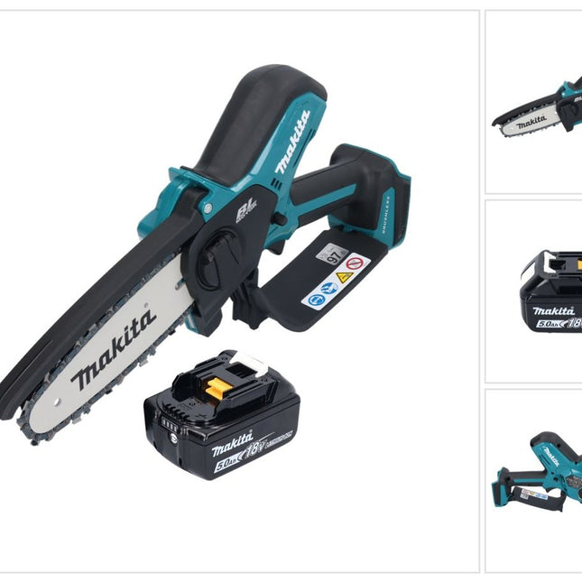 Makita DUC 150 T01 tronçonneuse à chaîne sans fil 18 V 15 cm Brushless + 1x batterie 5,0 Ah - sans chargeur