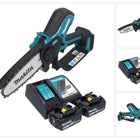 Makita DUC 150 RT201 Tronçonneuse à chaîne sans fil 18 V 15 cm Brushless + 2x batterie 5,0 Ah + chargeur