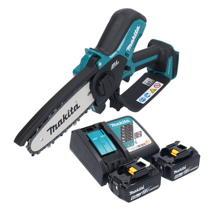 Makita DUC 150 RG201 Tronçonneuse à chaîne sans fil 18 V 15 cm Brushless + 2x batterie 6,0 Ah + chargeur