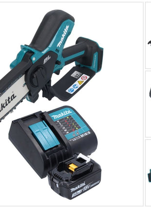 Motosierra a batería Makita DUC 150 SF01 18 V 15 cm sin escobillas + 1x batería 3,0 Ah + cargador