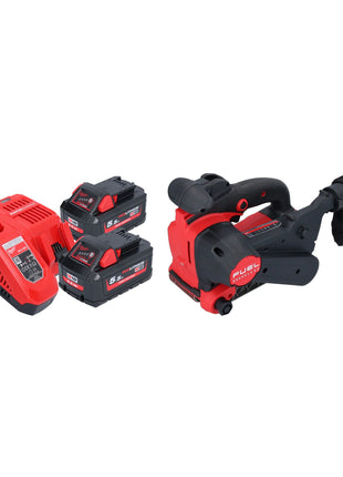 Milwaukee M18 FBTS75-552 Akumulatorowa szlifierka taśmowa 18 V 75 x 457 mm bezszczotkowa + 2x akumulator 5,5 Ah + ładowarka