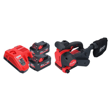 Milwaukee M18 FBTS75-552 Akumulatorowa szlifierka taśmowa 18 V 75 x 457 mm bezszczotkowa + 2x akumulator 5,5 Ah + ładowarka