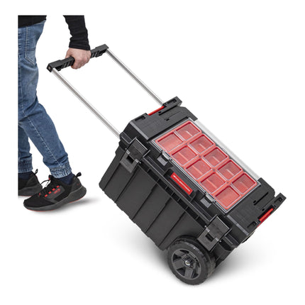 Toolbrothers RHINO XXL Trolley ECO Handling+ 44 l IP66 Caisse à outils avec roues sur axe métallique et double poignée télescopique