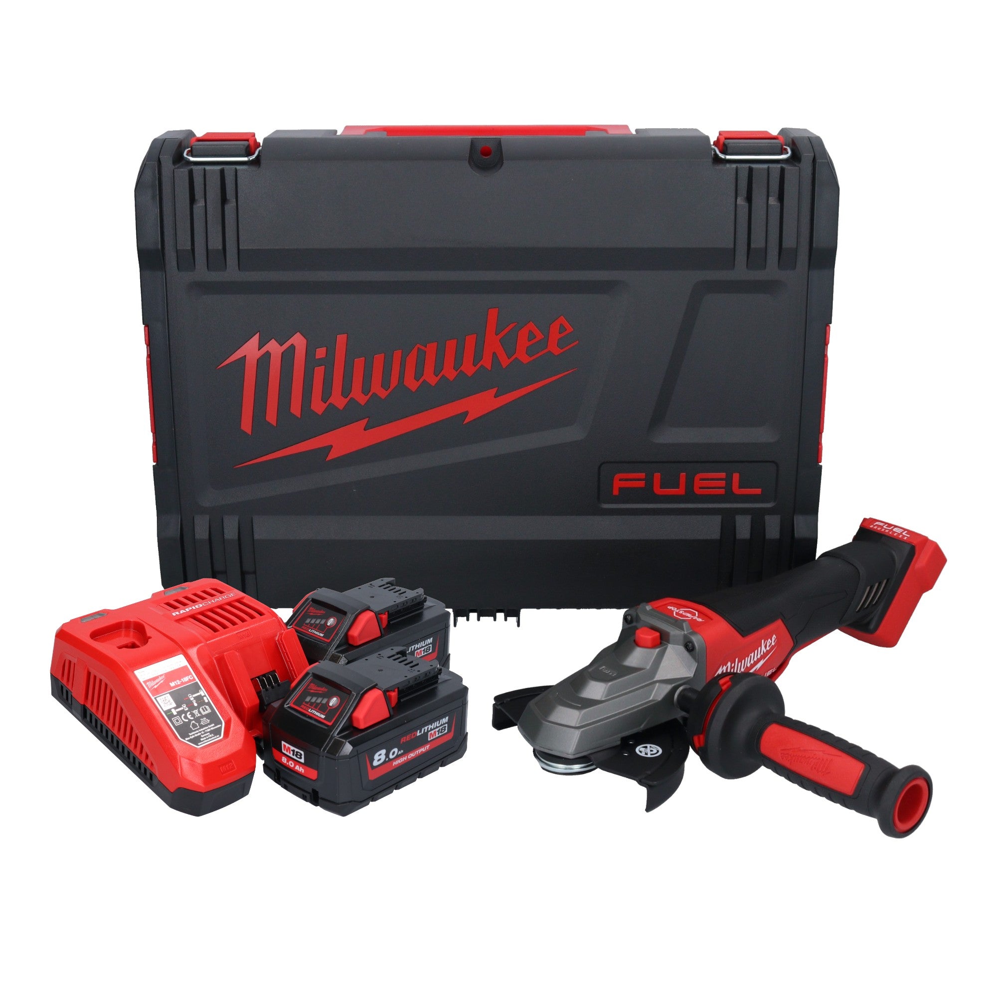 Milwaukee M18 FSAGF125XPDB 802X Akku Flachkopf Winkelschleifer 18 V 125 mm Brushless 2x Akku 8 0 Ah Ladegeraet HD Box 0 - toolbrothers