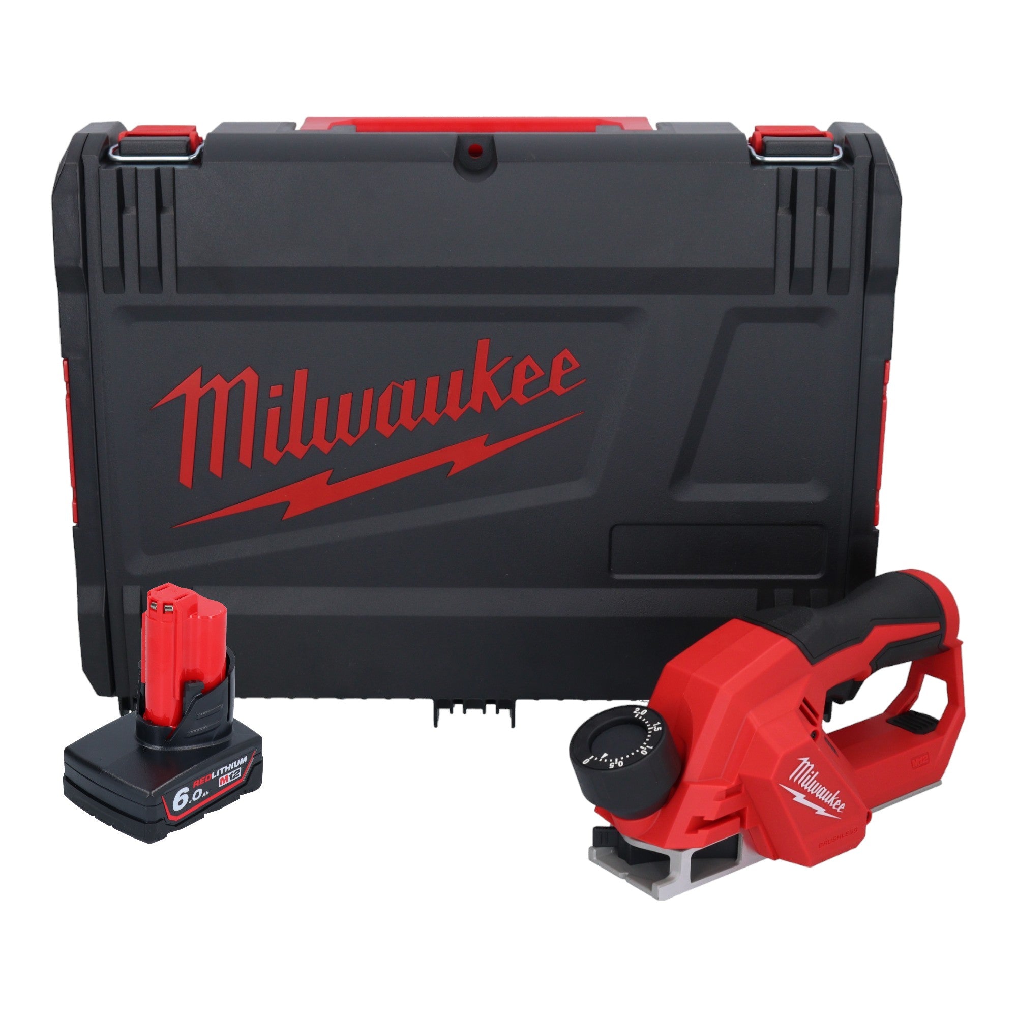 Milwaukee M12 BLP 601X Akku Hobel 12 V 51 mm Brushless 1x Akku 6 0 Ah HD Box ohne Ladegeraet 0 - toolbrothers