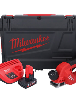 Raboteuse sur batterie Milwaukee M12 BLP-601X 12 V 51 mm brushless + 1x batterie 6,0 Ah + chargeur + boîtier HD