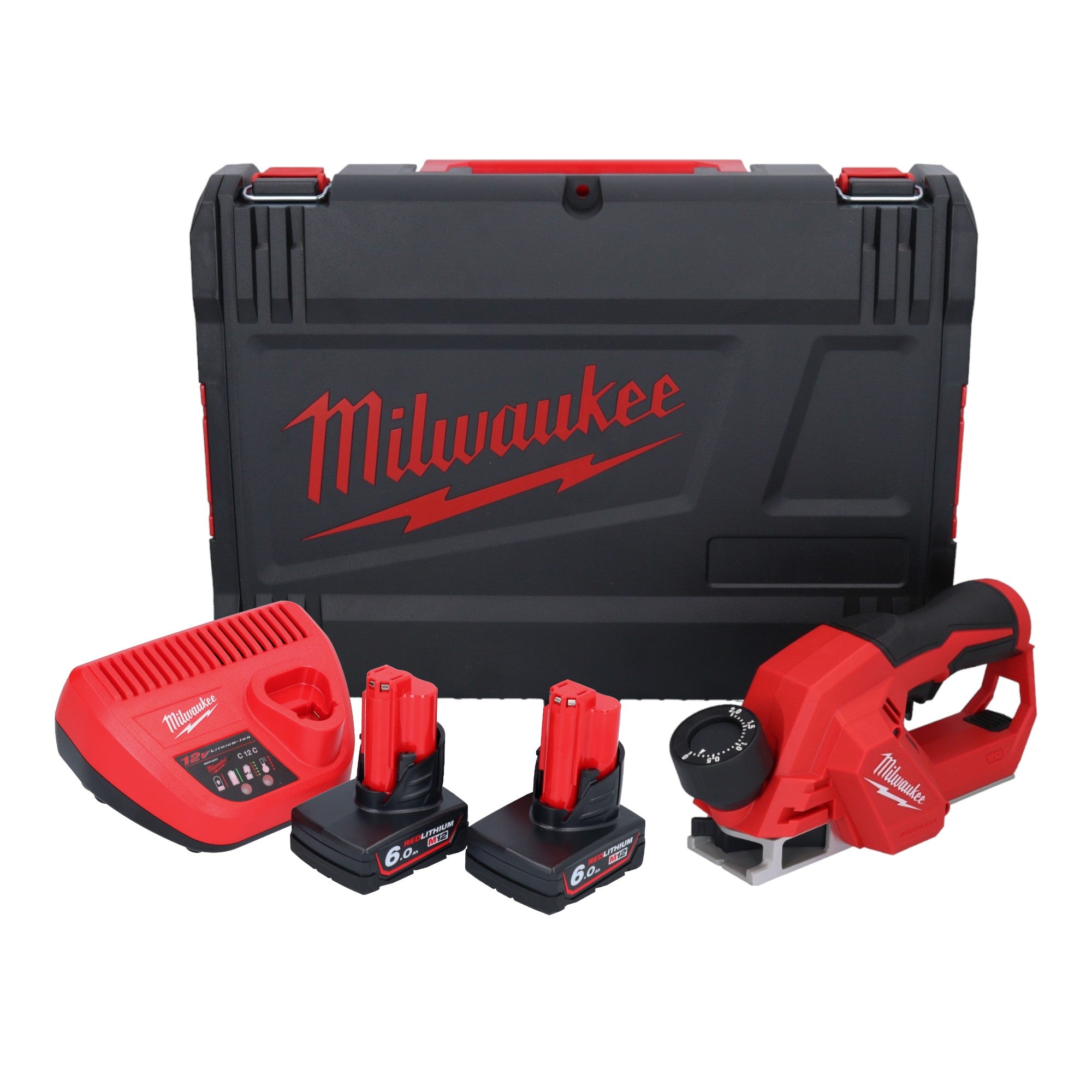 Milwaukee M12 BLP 602X Akku Hobel 12 V 51 mm Brushless 2x Akku 6 0 Ah Ladegeraet HD Box 0 - toolbrothers