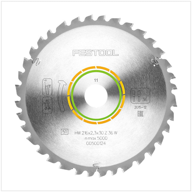 Festool Universal Kreissägeblatt HW 216 x 30 x 2,3 mm W36 216 mm 36 Zähne ( 500124 ) - Toolbrothers