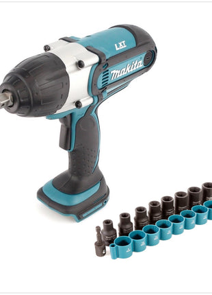 Makita DTW 450 Z 18V Li-ion Akku-Schlagschrauber + Makita B-54645 1/2" Zoll Steckschlüssel Satz 9-tlg. mit Adapter für 1/4" Aufnahme, ohne Akku, ohne Ladegerät - Toolbrothers