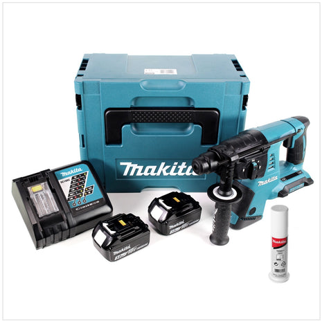 Makita DHR 263 RFJ 2x18V / 36 V SDS-Plus Akku Bohrhammer mit 2 x 3,0 Ah Akku + DC18RC Ladegerät im Makpac 4 + Bohrerfett - Toolbrothers