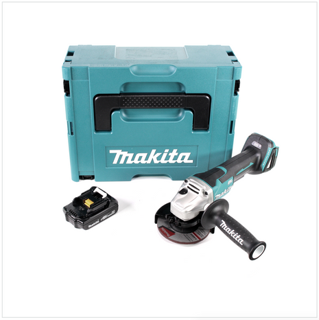 Makita DGA 455 Y1J Akku Winkelschleifer 18 V 115mm Brushless + 1x Akku 1,5Ah + Makpac - ohne Ladegerät - Toolbrothers