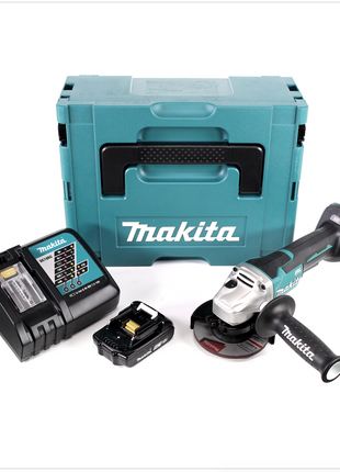 Makita DGA 455 RA1J Akku Winkelschleifer 18 V 115 mm Brushless + 1x Akku 2,0 Ah + Ladegerät + Makpac - Toolbrothers