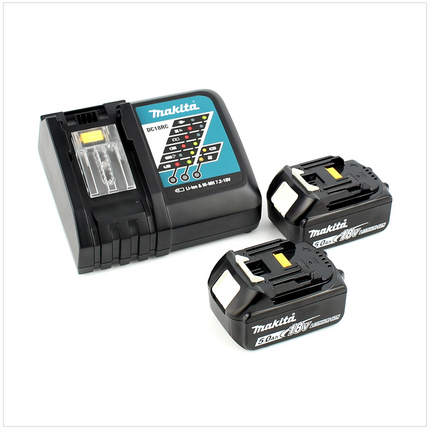 Makita DTM 51 RTJ 18V Li-Ion Akku Multifunktionswerkzeug im Makpac + 2x BL 1850 B 5,0 Ah Li-Ion Akku + DC 18 RC Akku Schnellladegerät + Wellcut MT-20 Sägeblätter Klingen - Toolbrothers