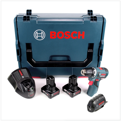 Bosch GSR 12V-20 Professional Akku Bohrschrauber Brushless 20Nm + L-Boxx + 2x Akku 4,0Ah + 1x Ladegerät + 1x GAA 12V USB Adapter - Toolbrothers