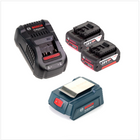Bosch USB Power Set 18 V mit GAA Professional USB Adapter für 14,4 V / 18 V Akkus + 2x GBA 18V 6,0 Ah Li-Ion Einschub Akku + 1x Schnell Ladegerät GAL 1880 CV - Toolbrothers