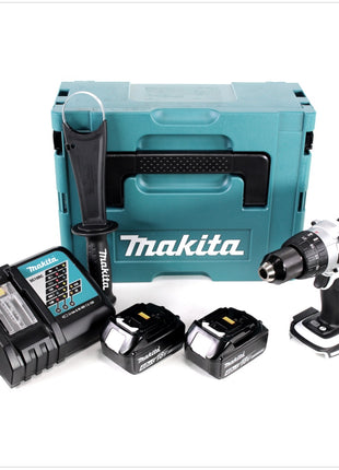 Makita DDF 458 W RMJ 18 V Akku Bohrschrauber 91 Nm in weiß im Makpac mit 2x 4,0 Ah Akku und Ladegerät - Toolbrothers