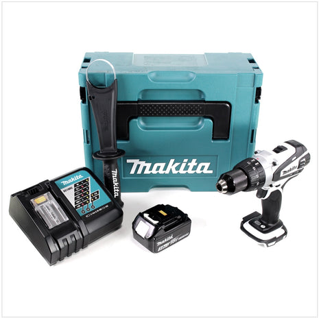 Makita DDF 458 W RF1J 18 V Akku Bohrschrauber 91 Nm in weiß im Makpac mit 1x 3,0 Ah Akku und Ladegerät - Toolbrothers