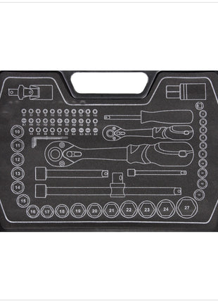 Yato YT-38782 Werkzeugkasten Steckschlüssel Satz 72 tlg. 1/2" und 1/4"  mit Knarren - Toolbrothers