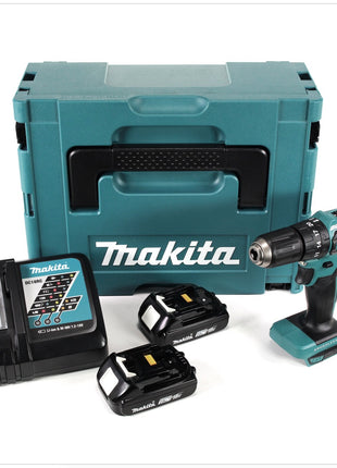 Makita DHP 483 RAJ Akku Schlagbohrschrauber 18 V 40 Nm Brushless + 2x Akku 2,0 Ah + Ladegerät + Makpac - Toolbrothers