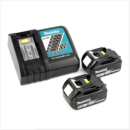 Makita DHP 483 RTJ 18 V Li-Ion Brushless Perceuse visseuse à percussion sans fil avec boîtier Makpac + 2x Batteries BL 1850 5,0 Ah + Chargeur DC18RC