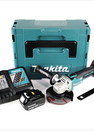 Makita DGA 504 RT1J 18 V Meuleuse sans fil Ø 125 mm brushless avec Boîtier de transport MAKPAC + 1x Batterie 5,0 Ah + Chargeur DC18RC 