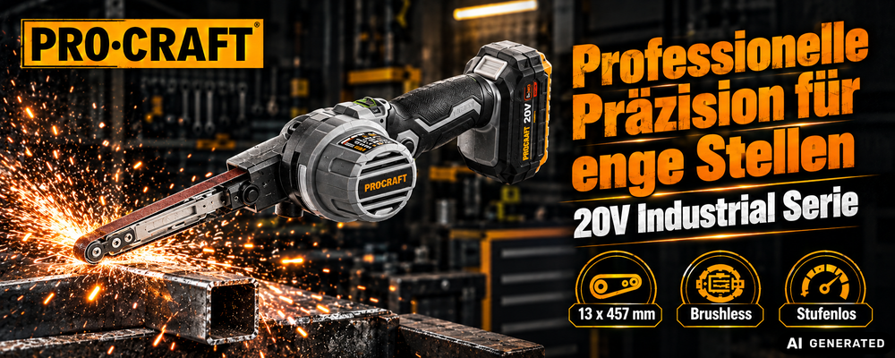 ProCraft Industrial PFA20A-BB Lime à bande sans fil 20 V 13 x 457 mm Brushless Solo - sans batterie, sans chargeur