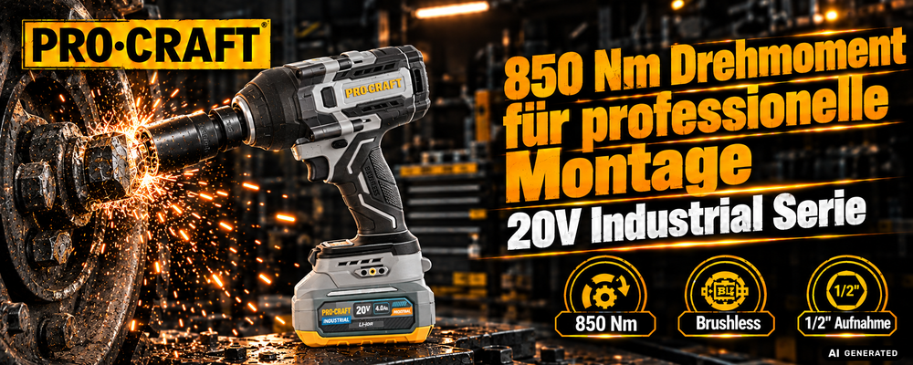 Visseuse à chocs sans fil ProCraft Industrial IW850A-BB 20 V 850 Nm 1/2" sans balais Solo - sans batterie, sans chargeur