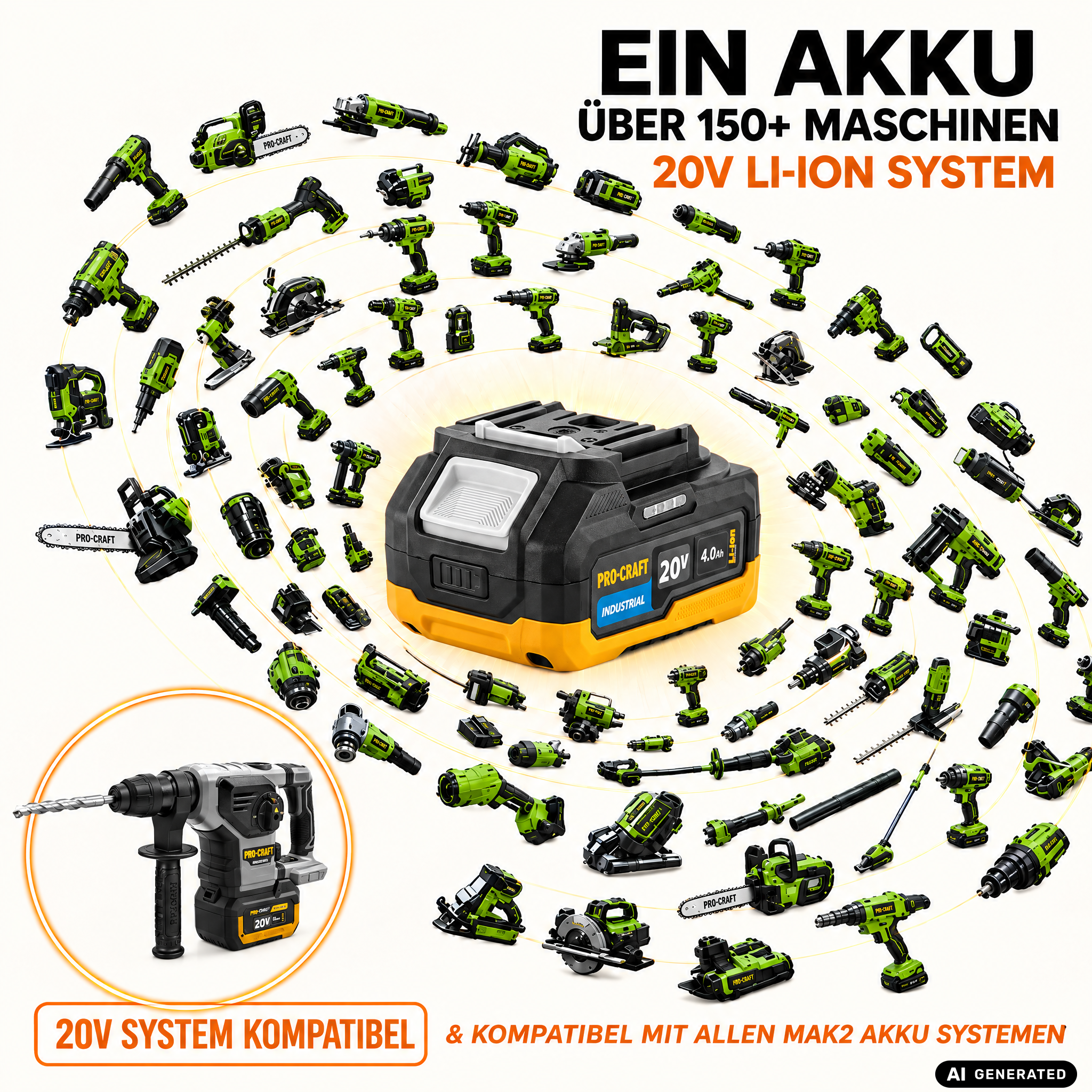 Marteau combiné sans fil Procraft Industrial HD20B-BB 20 V 5 J SDS plus Brushless Solo - sans batterie, sans chargeur