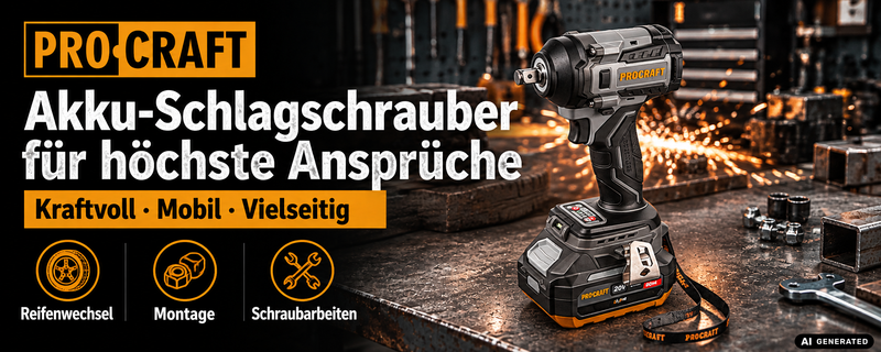 Procraft Industrial IW550Abb Clé à choc sans fil 20 V 550 Nm 1/2" + 1x batterie 4,0 Ah - sans chargeur