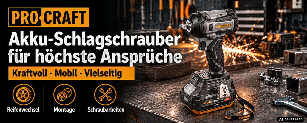 Procraft Industrial IW550Abb Clé à choc sans fil 20 V 550 Nm 1/2" + 1x batterie 2,0 Ah - sans chargeur