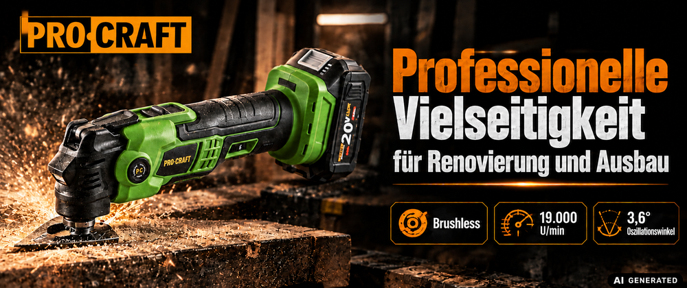 Procraft PMT22bb Outil multifonctionnel sans fil 20 V Brushless + 1x batterie 4,0 Ah + chargeur