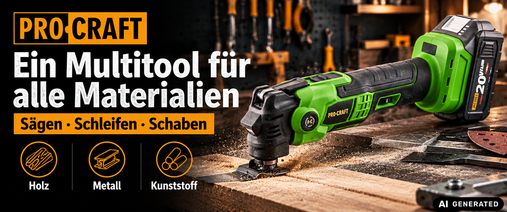 Procraft PMT22bb Outil multifonctionnel sans fil 20 V Brushless + 1x batterie 4,0 Ah + chargeur