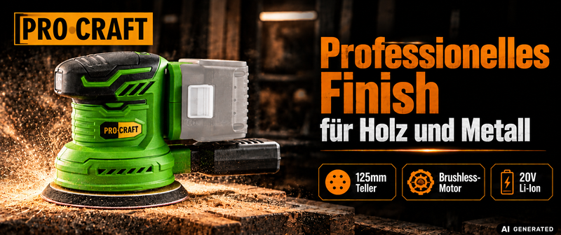 Procraft PX20BLbb Ponceuse excentrique sans fil 20 V 125 mm Brushless + 1x batterie 2,0 Ah - sans chargeur