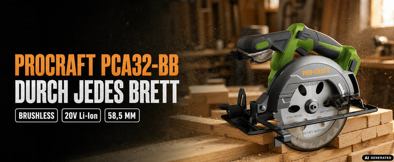 Procraft PCA32-BB Scie circulaire portative sans fil 20 V 165 mm Brushless + 1x batterie 2,0 Ah + chargeur