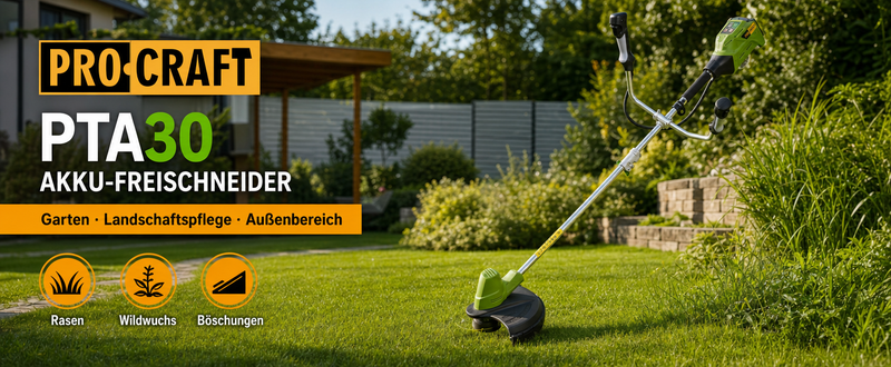 Procraft PTA30 Débroussailleuse sans fil 20 V 300 mm Brushless Solo - sans batterie, sans chargeur