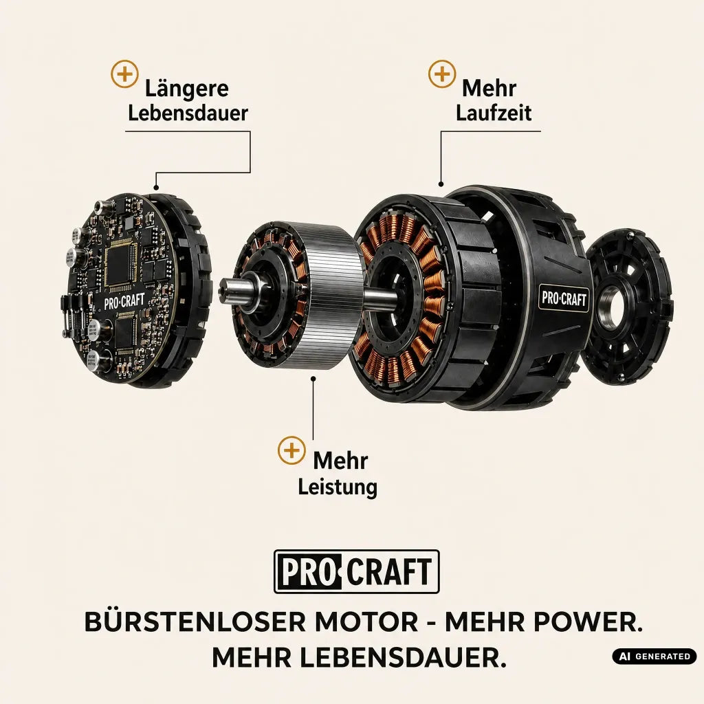 Procraft Industrial AG125Abb Meuleuse d'angle sans fil 20 V 125 mm Brushless + 2x batterie 4,0 Ah + chargeur + boîte à outils RHINO