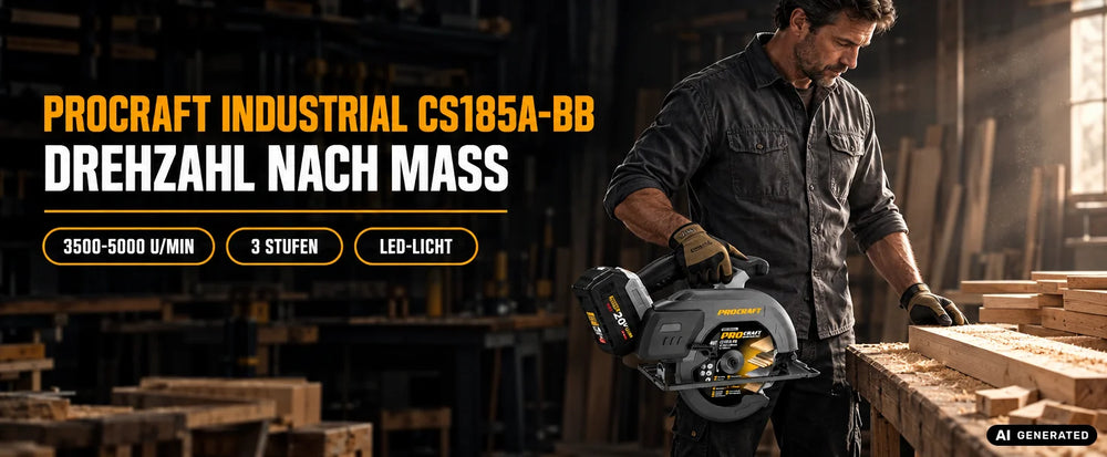 Scie circulaire sans fil Procraft Industrial CS185A-BB 20 V 185 mm Brushless Solo - sans batterie, sans chargeur